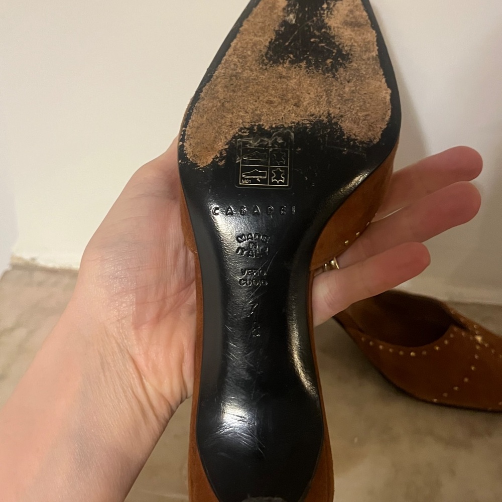 Casadei Brown suede studded mule Sz. 7 - Picture 3 of 5